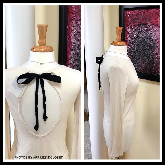 TOPSHOP RIBBON BOW TIE BACK PULLOVER KNIT TOP - Picture 7 of 8